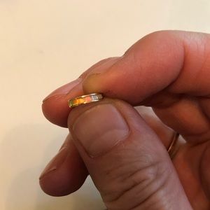 ONE huggie hoop earring, gold and inlay